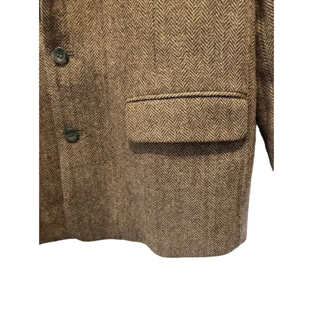 L. L. Bean sports coat jacket 42 R herringbone tweed Shetland Wool Thinsalate - Picture 4 of 10